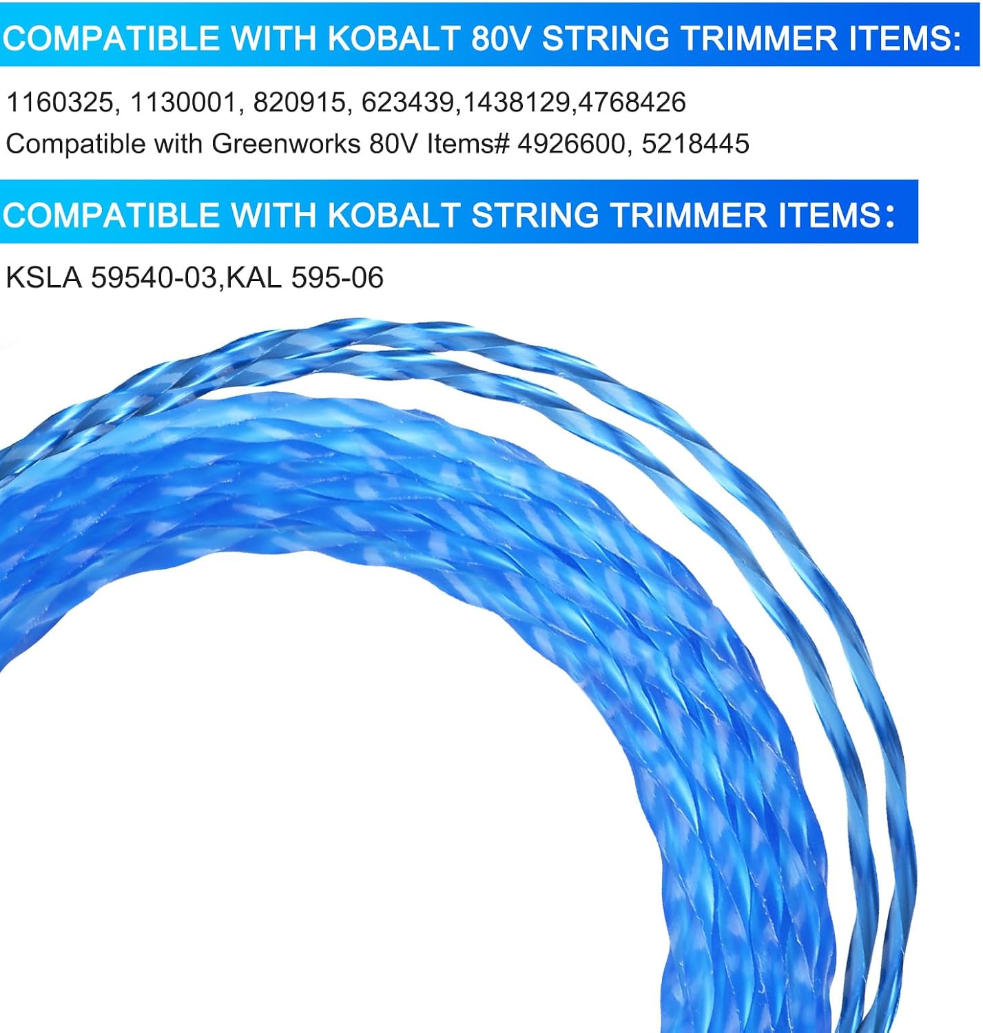 Línea precortada comp Kobalt Gen4 80V 144ft 0.095"