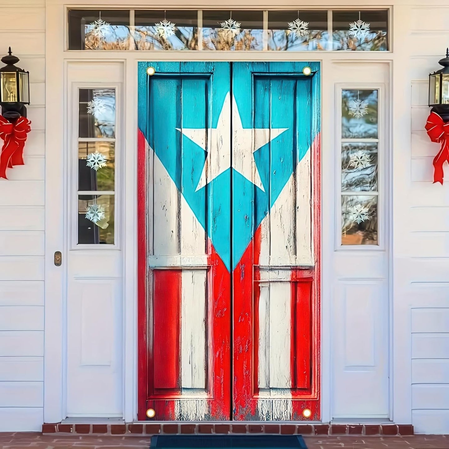 Cubierta puerta bandera puertorriqueña 71x35" porche