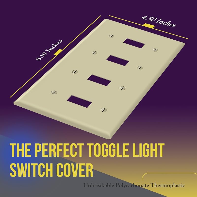 Placa pared interruptor luz palanca 4-Gang marfil