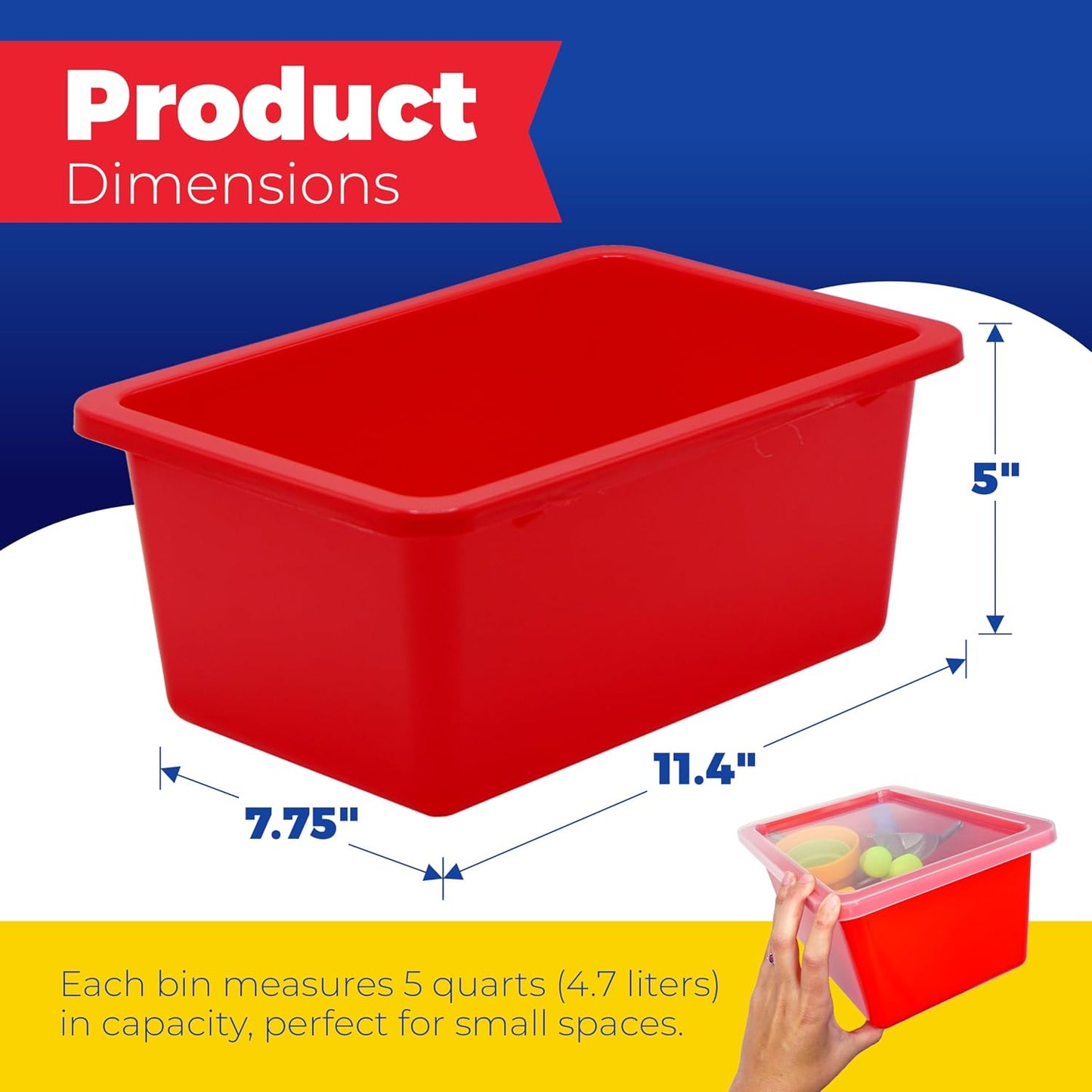 Cubos plástico coloridos 5qt comp 3 para almacenar hogar