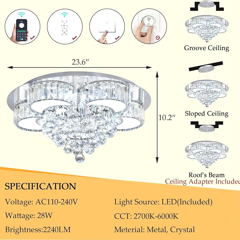 Candelabros cristal LED regulables para comedor sala