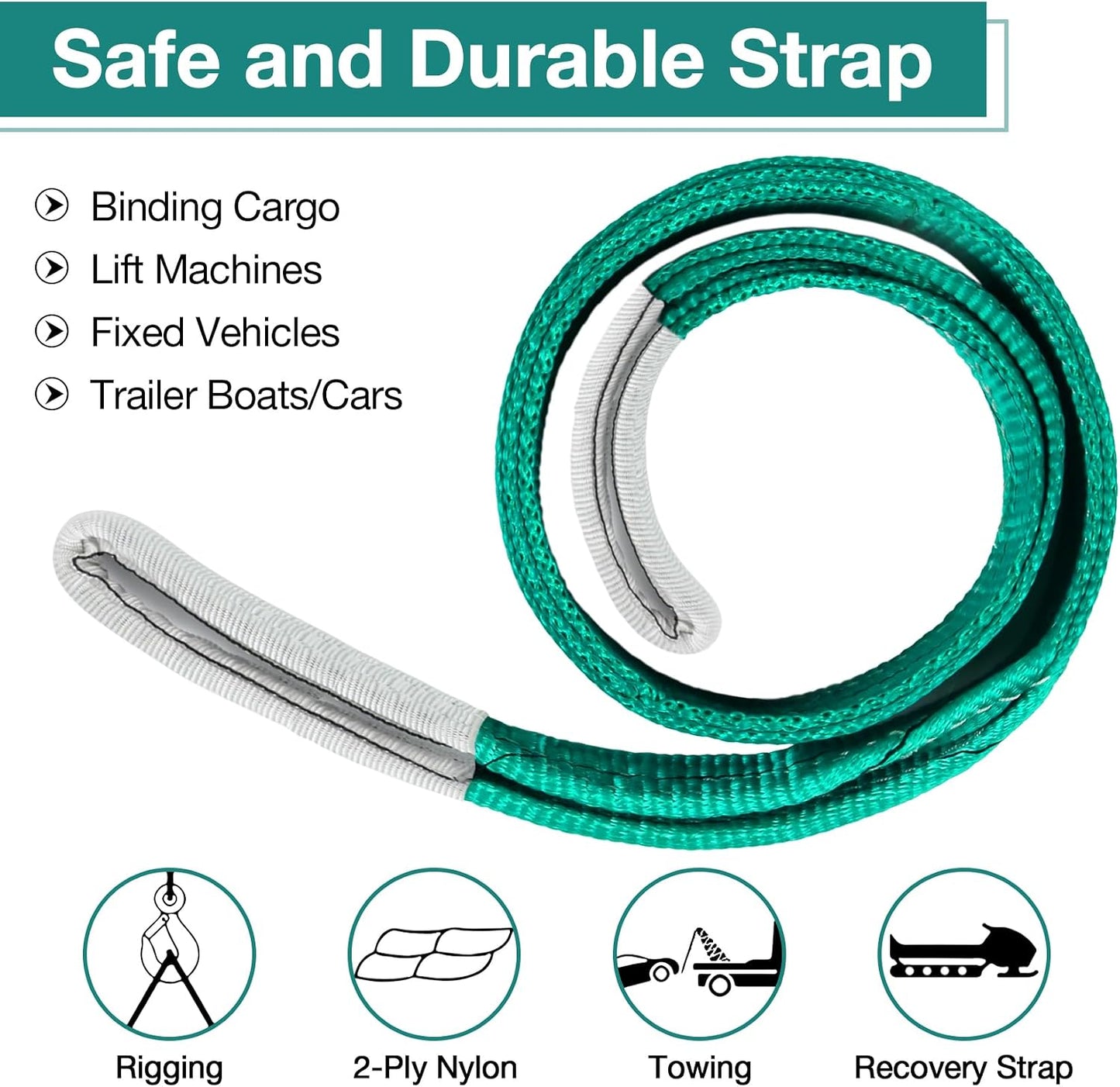 Correas elevación nylon 2x15' ojo plano para gato hidráulico