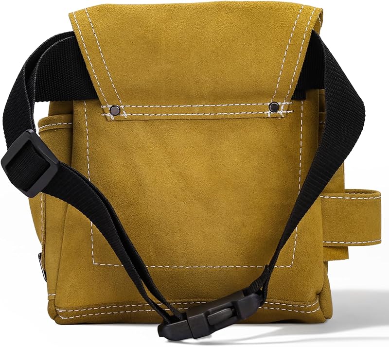 Bolsa herramientas cuero gamuza tostada múltiples bolsillos