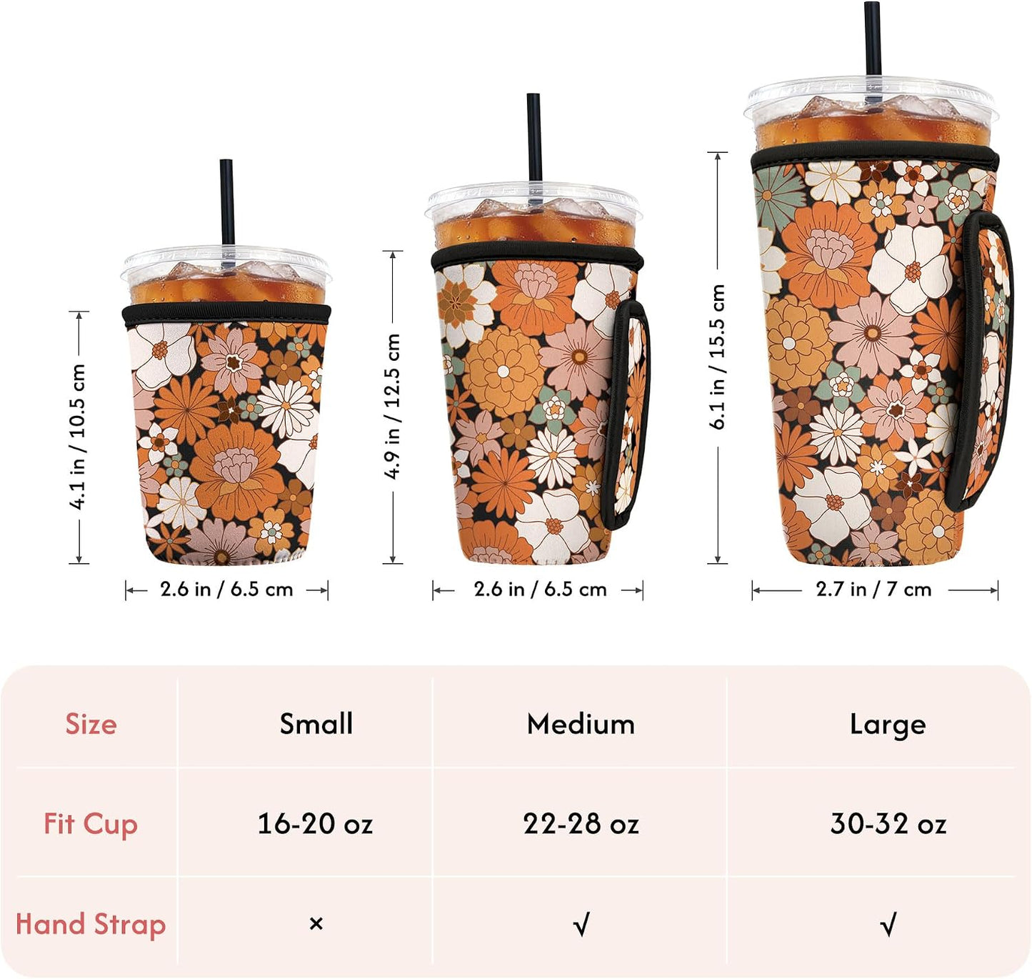 Funda neopreno reutiliz. para taza 16-32oz flor bohemia
