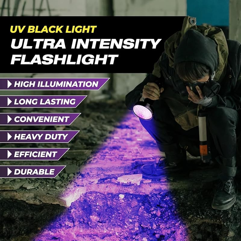 Linterna UV 395 nm 100 LED para detección orina chinches