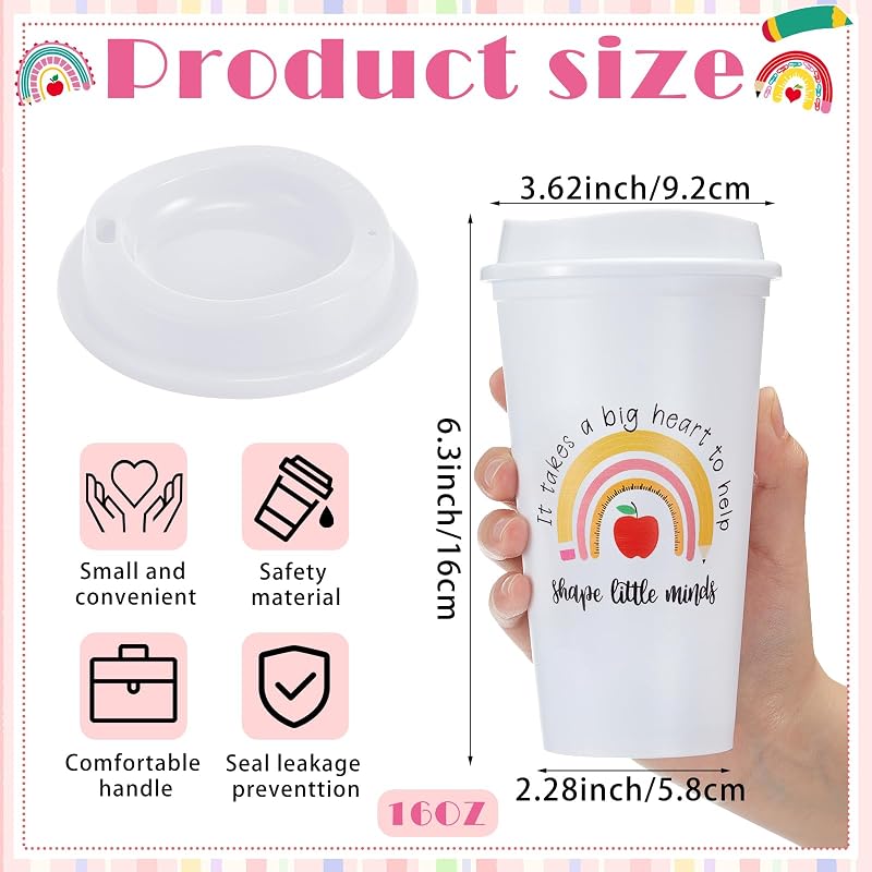 24 Pzas Tazas Café 16oz con Tapa Blanco Arcoíris