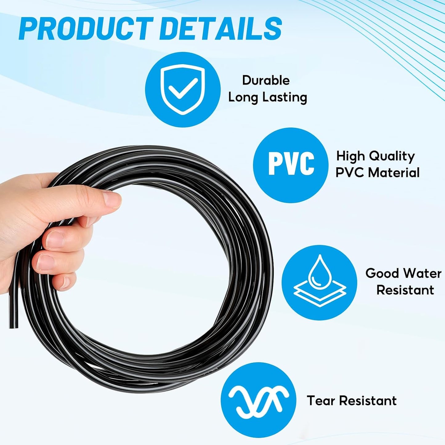 Velocímetro barco tubo pitot PVC negro grado alimenticio
