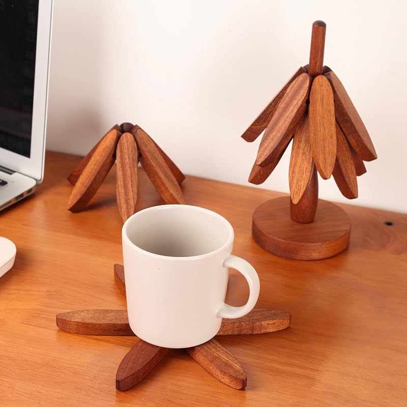 Salvamanteles madera forma árbol para sartenes ollas y platos