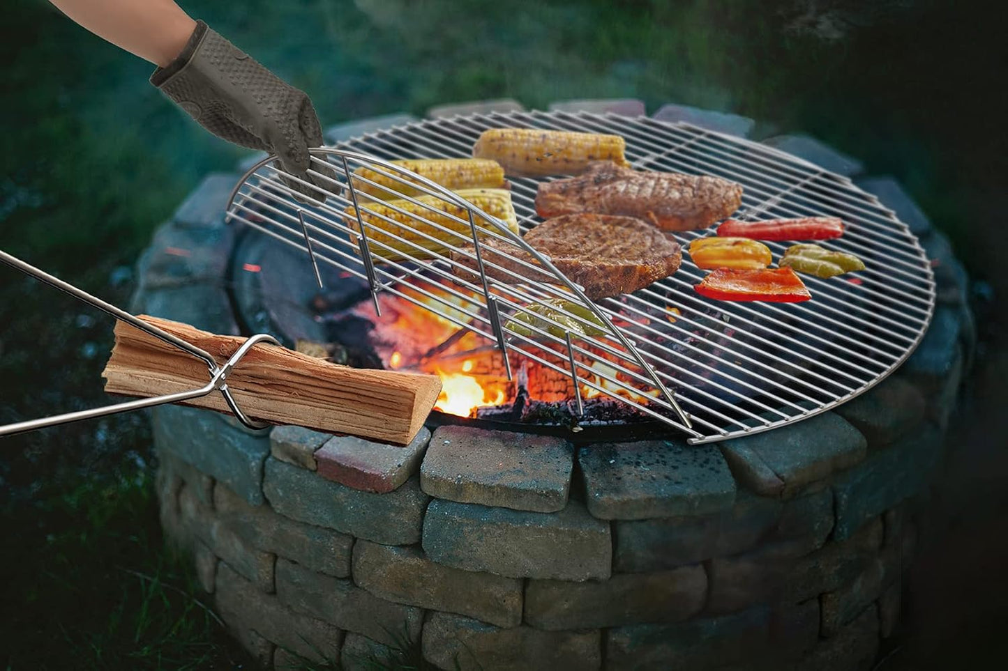 Rejilla plegable acero inox 30" para parrilla