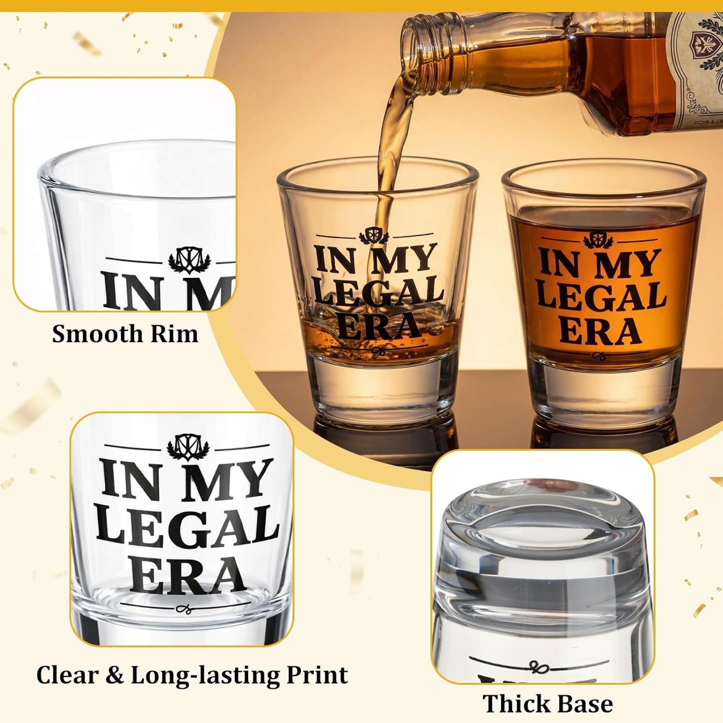 Vasos de chupito para cumpleaños número 21 con caja de regalo