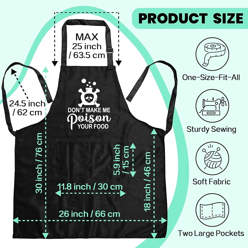 Delantal Ajustable Negro para Cocinar con Bolsillos