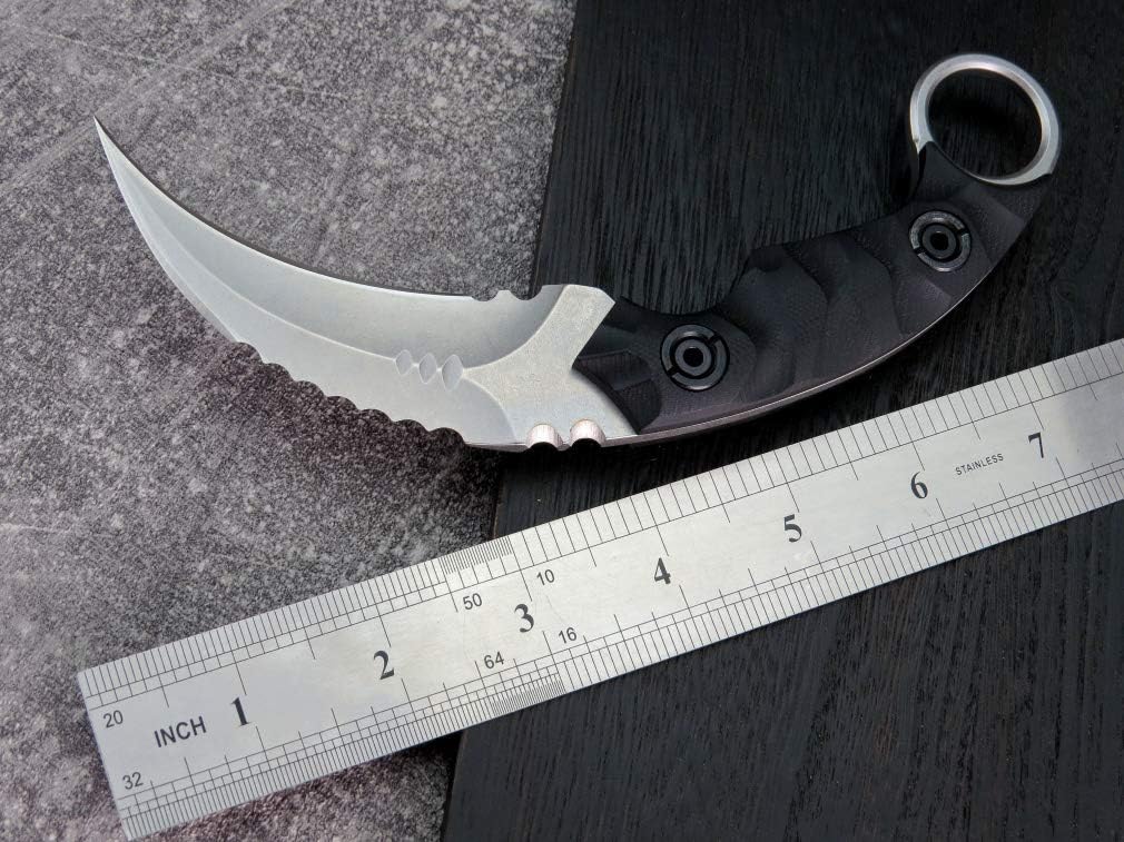 Cuchillo garra supervivencia acero D2 mango G10 4pulg