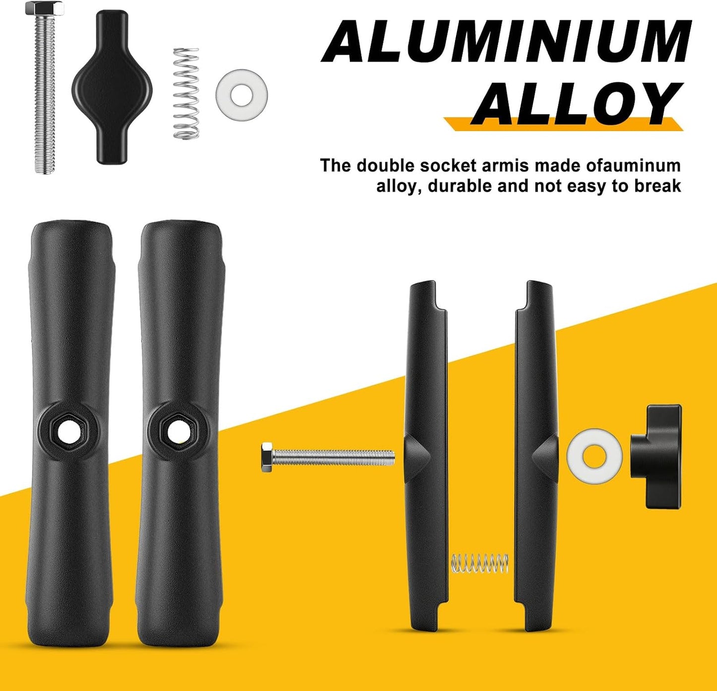 Brazo montaje ram doble enchufe aluminio 1pulg bicicleta