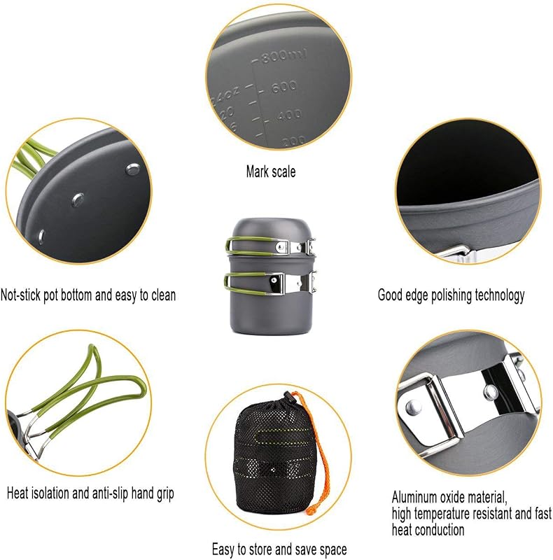 Kit utensilios cocina campamento ollas sartenes cuchillo