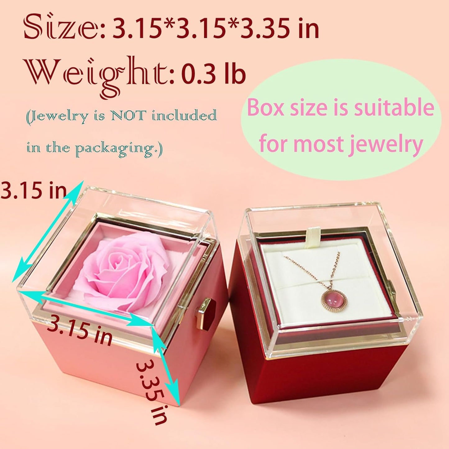 Caja regalo anillo rosa flores artificiales aniversario
