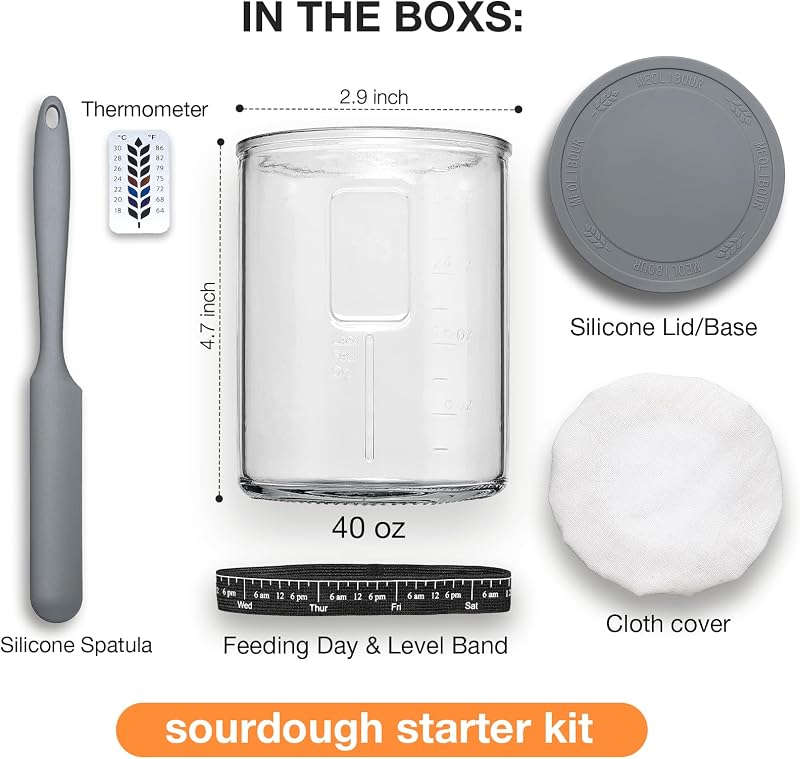 Kit tarro masa madre 40oz con termómetro y accesorios