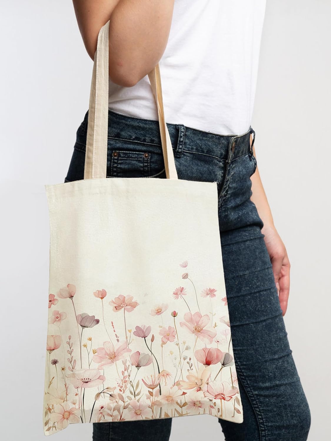 Bolsas lona floral cristiana con versículos reutilizables
