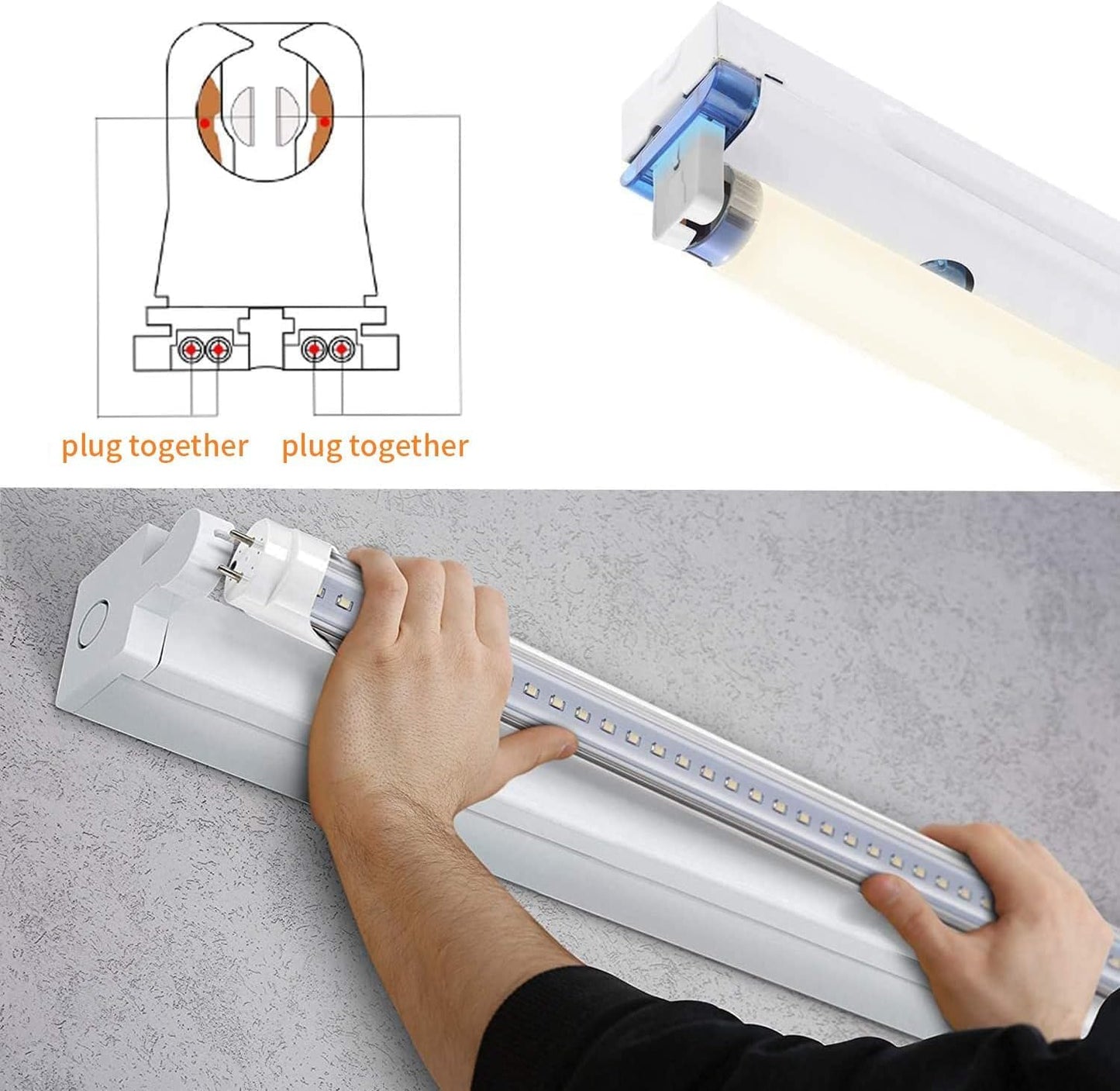 Lápidas LED T8 pack 100 soporte portalámparas giro UL