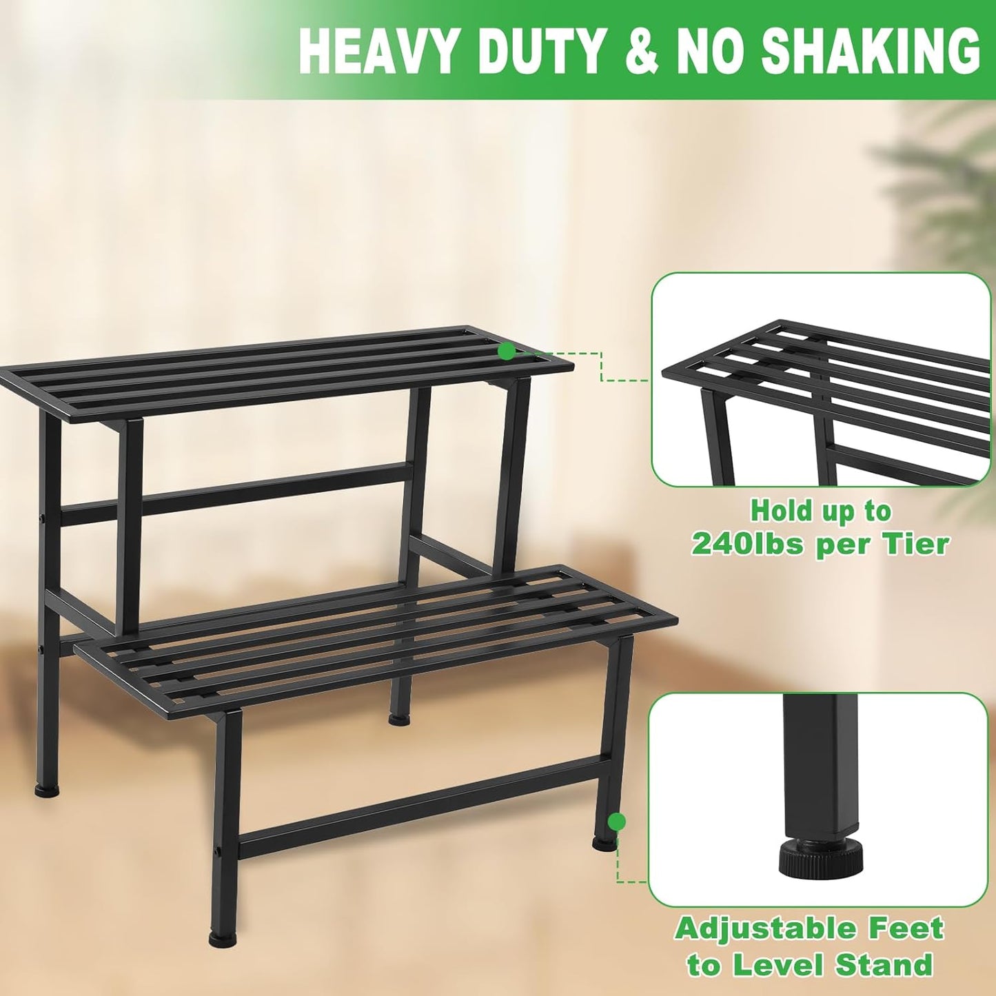 Soporte metal para plantas 2 niveles 26x20.25x17.75
