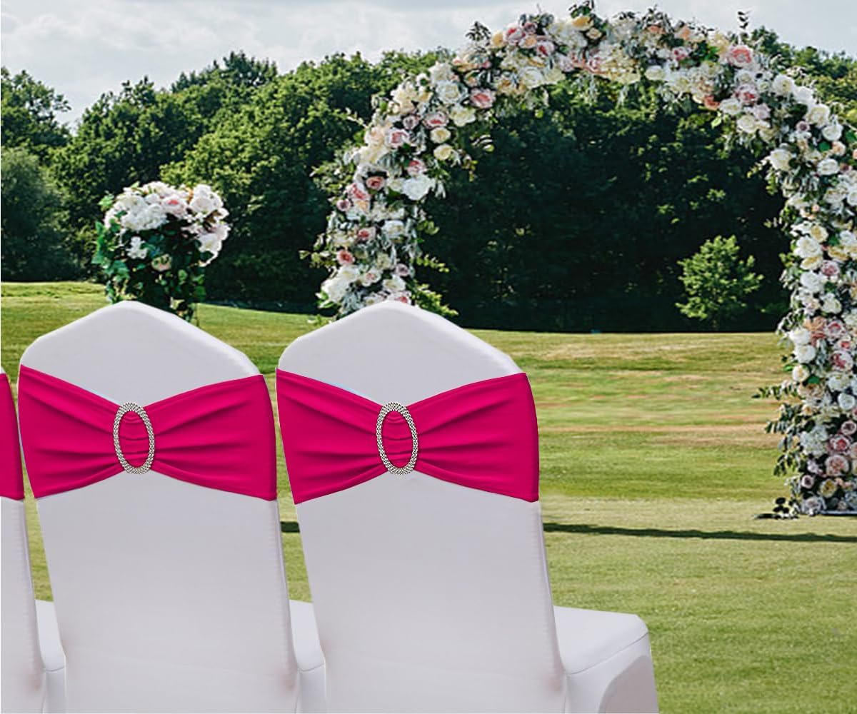 50 Bandas Elastano Rosa Intenso para Sillas Decoración