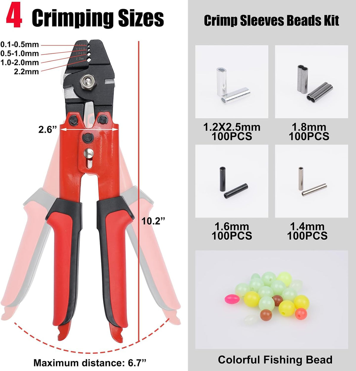 Kit herramientas crimpado pesca 400 pzas mangas acero