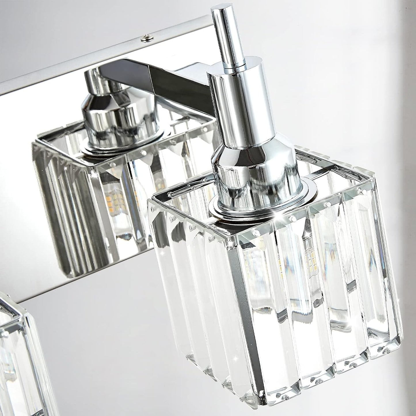 Luz de cristal para tocador de baño 3 luces cromada