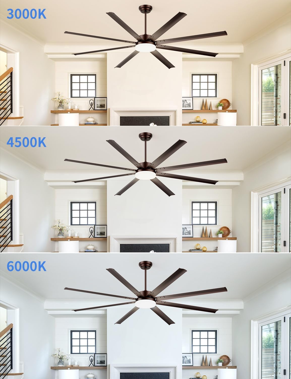 Ventilador techo inteligente 88pulg luces motor CC