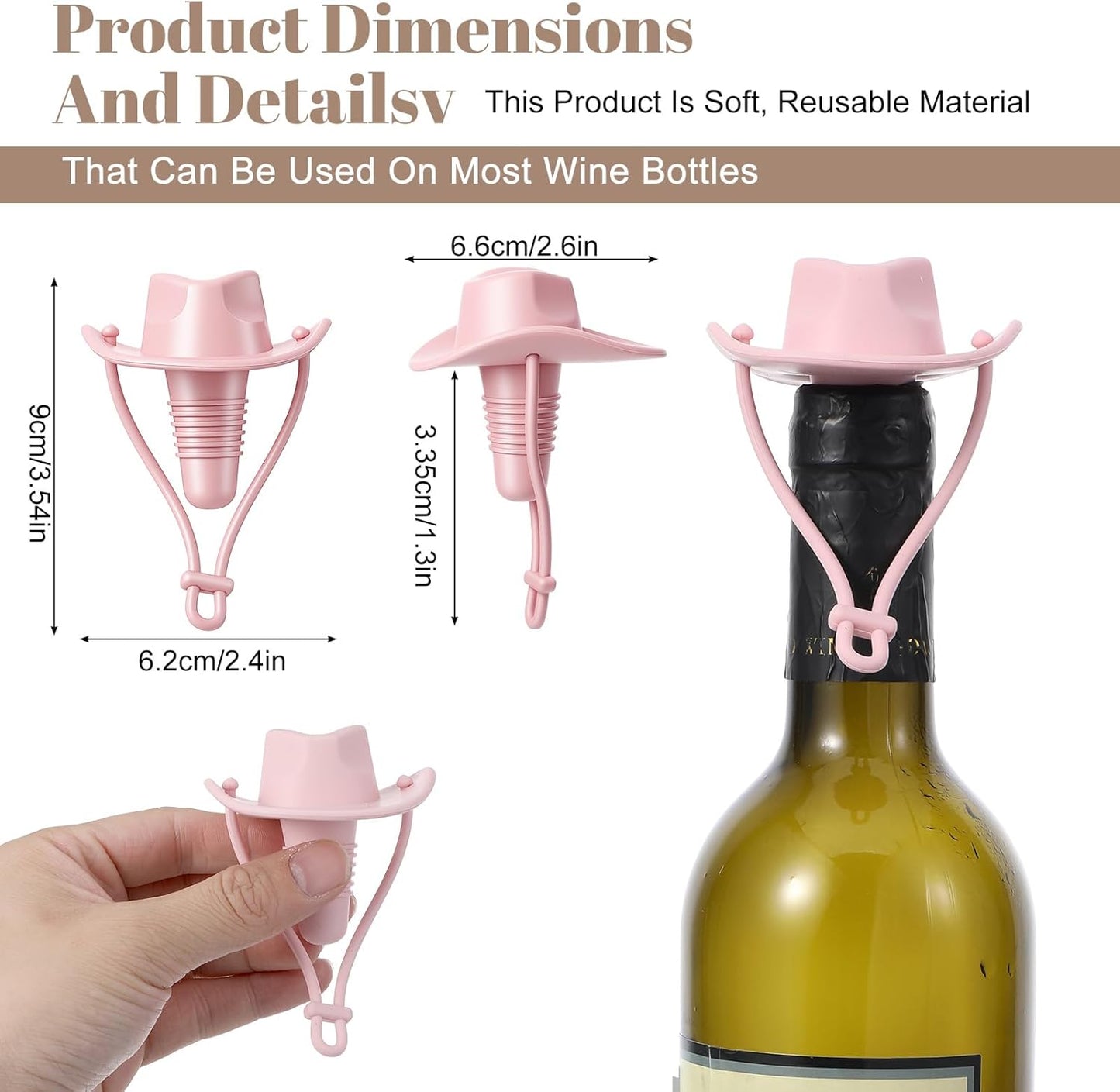 Tapón de vino silicona reutilizable sombrero vaquero