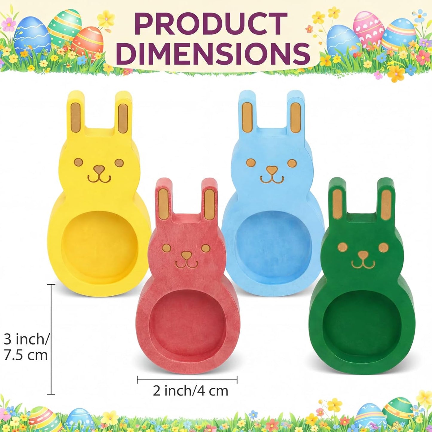4 Pzas Huevos Pascua Diseño Conejo 2x3pulg Soporte Exhibición