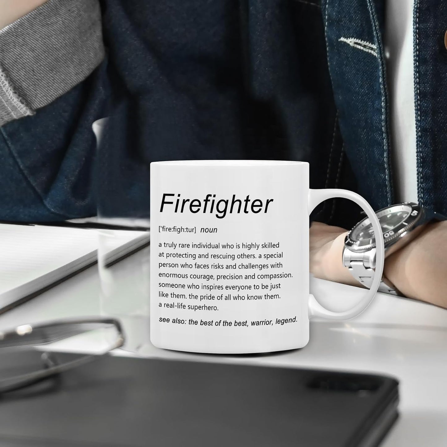 Taza café bombero regalo agradecimiento hombres mujeres