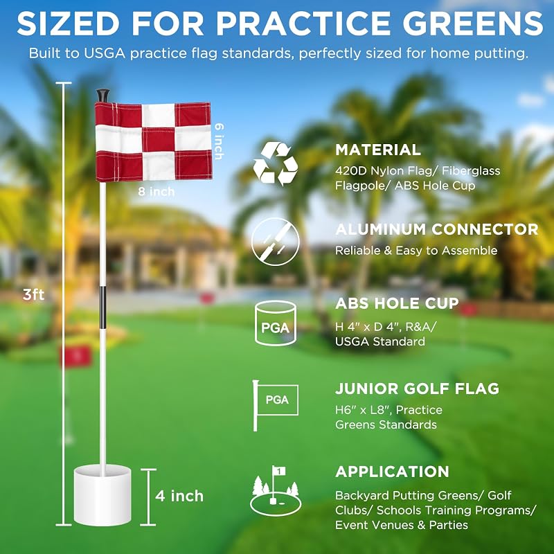 Mástil golf mini bandera verde 3ft set hoyo portátil