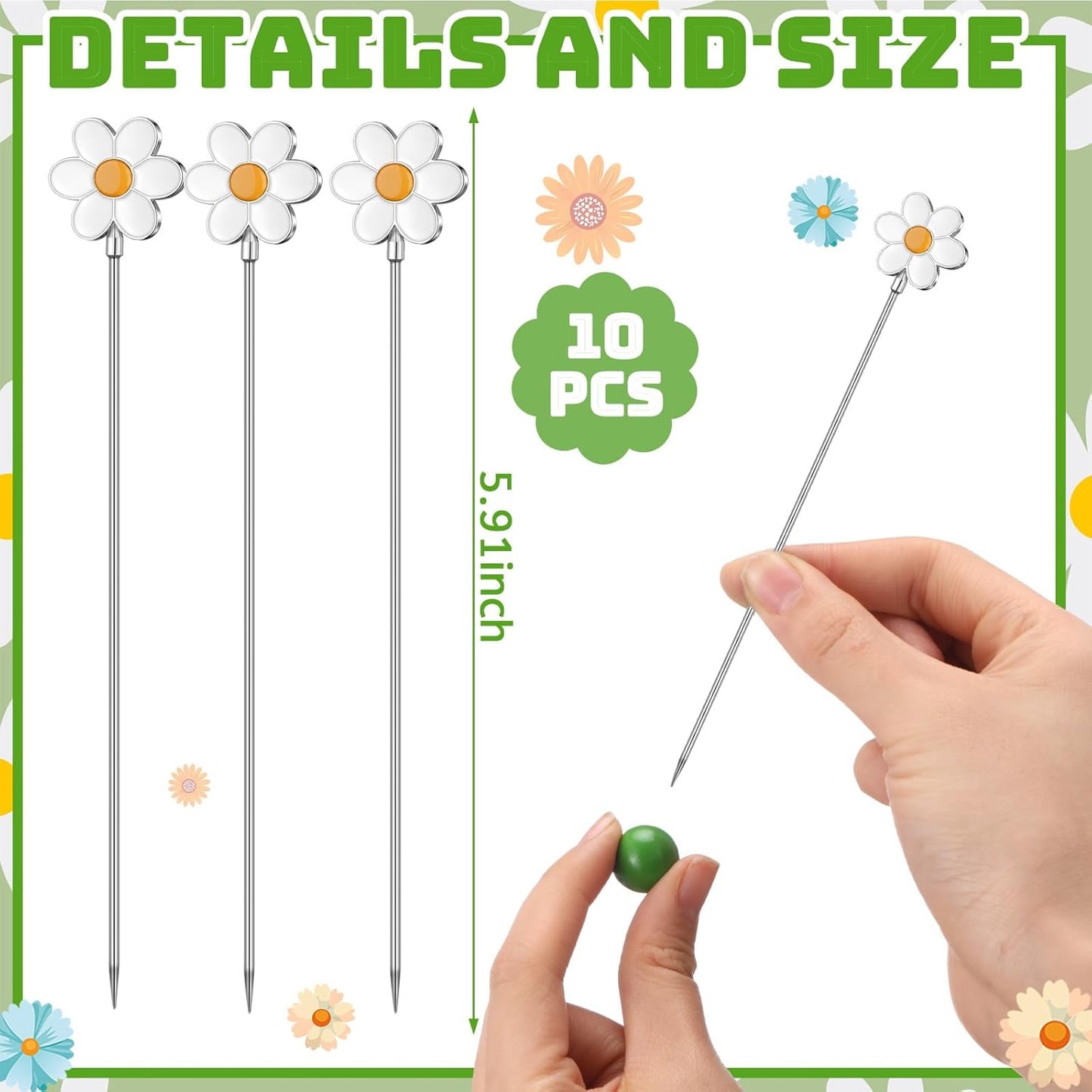 10 Palillos Metal para Cócteles Margarita 4.7pulg Catering