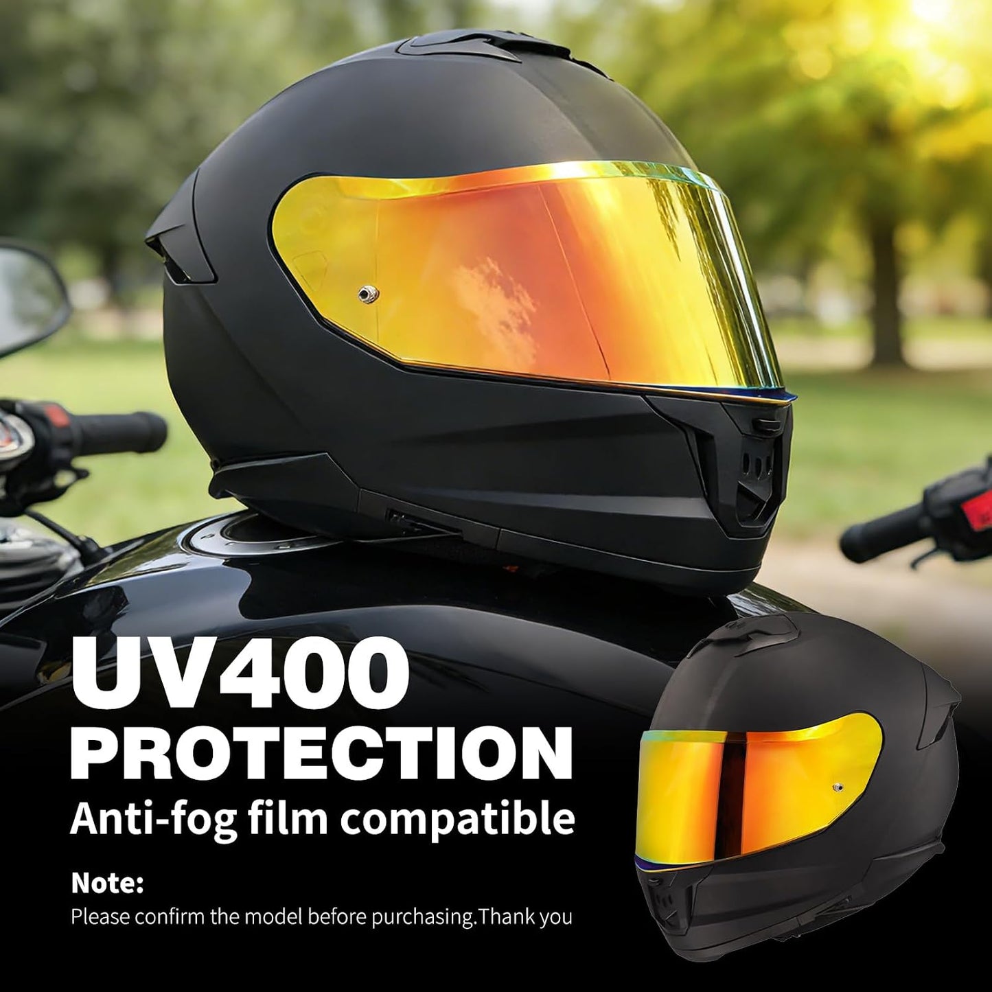 Visera tintada para casco moto FF808 cromo rojo