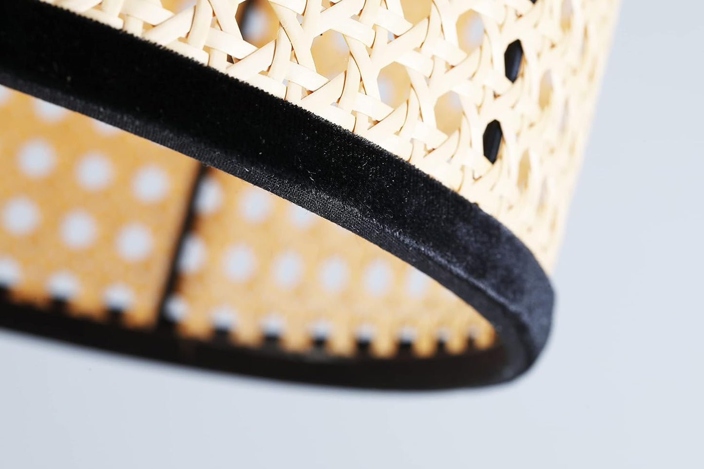 Colgante bohemio ratán PVC 2 niveles borde terciopelo