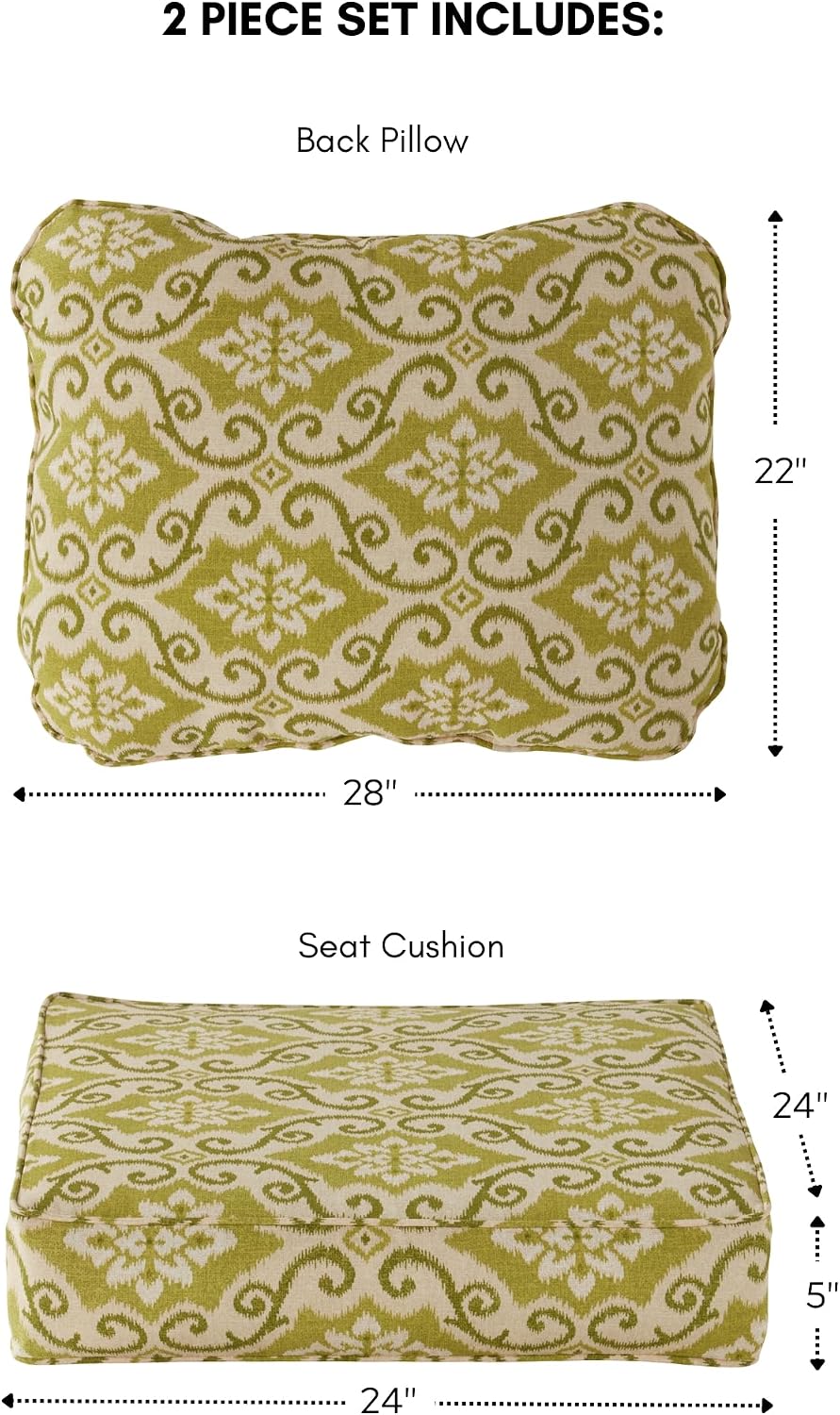2 Pzas Cojines Asiento Profundo Exteriores Aguacate