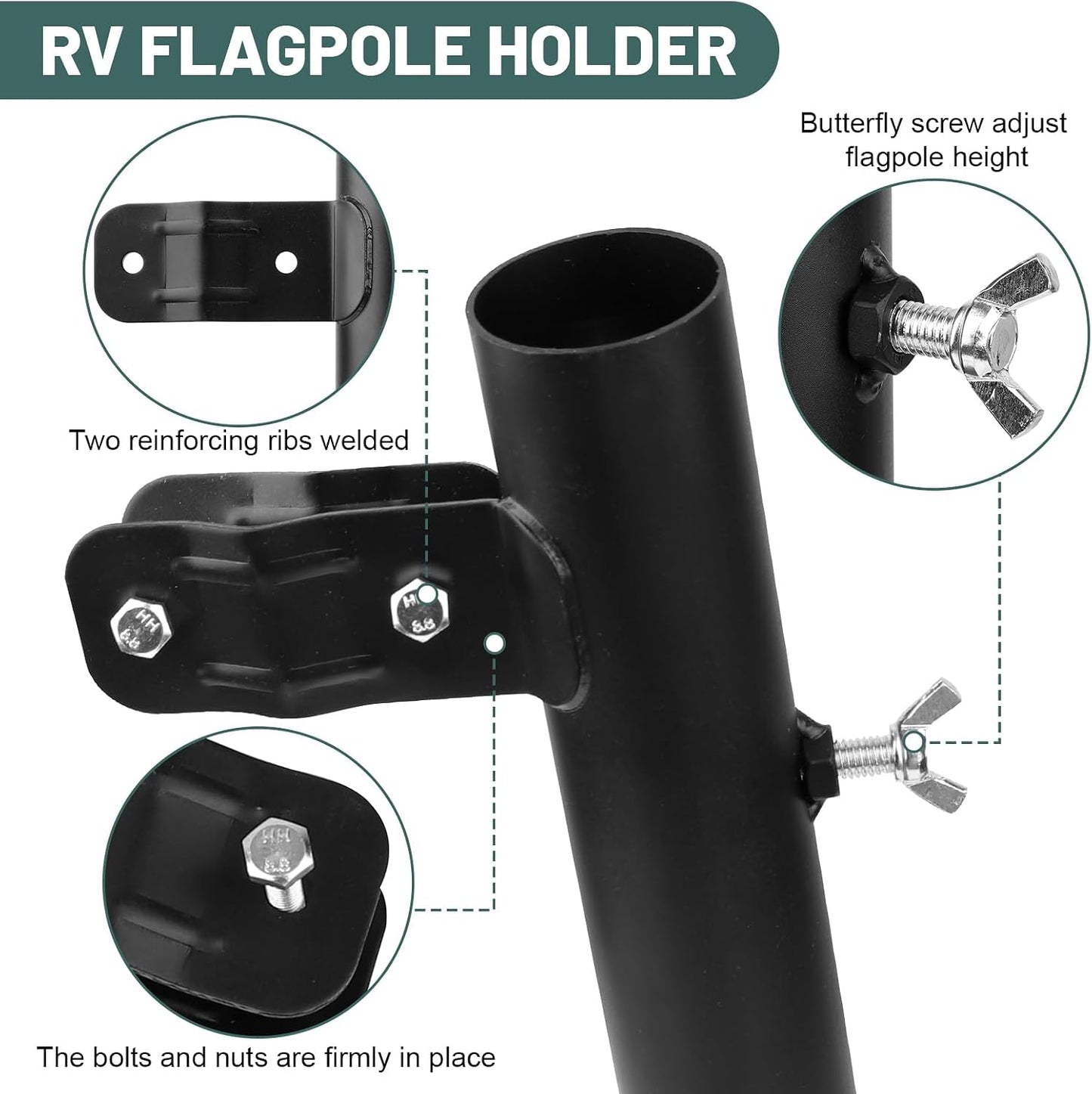 Soporte mastil bandera para caravana RV camion