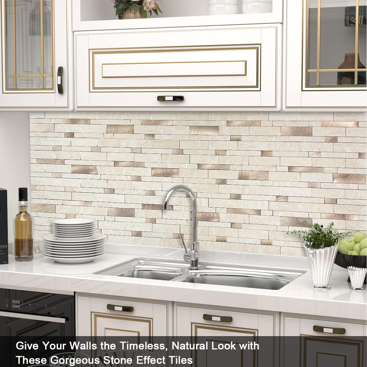 Adhesivos mosaico salpicadero cocina baño 10 hojas beige