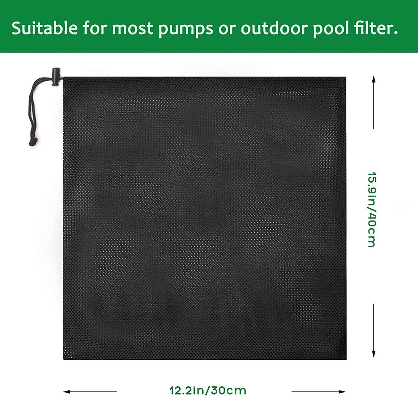 Bolsa filtro bomba estanque 12.2x15.9pulg malla negra