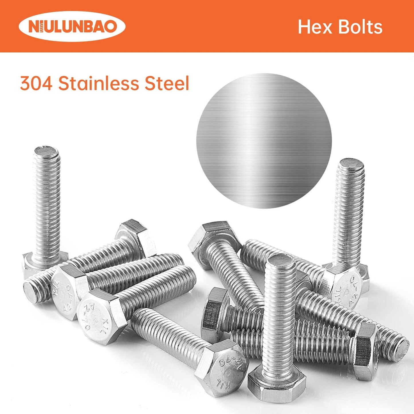 Tornillos hex M5-0.8x35mm acero inox 304 brillante 25uds