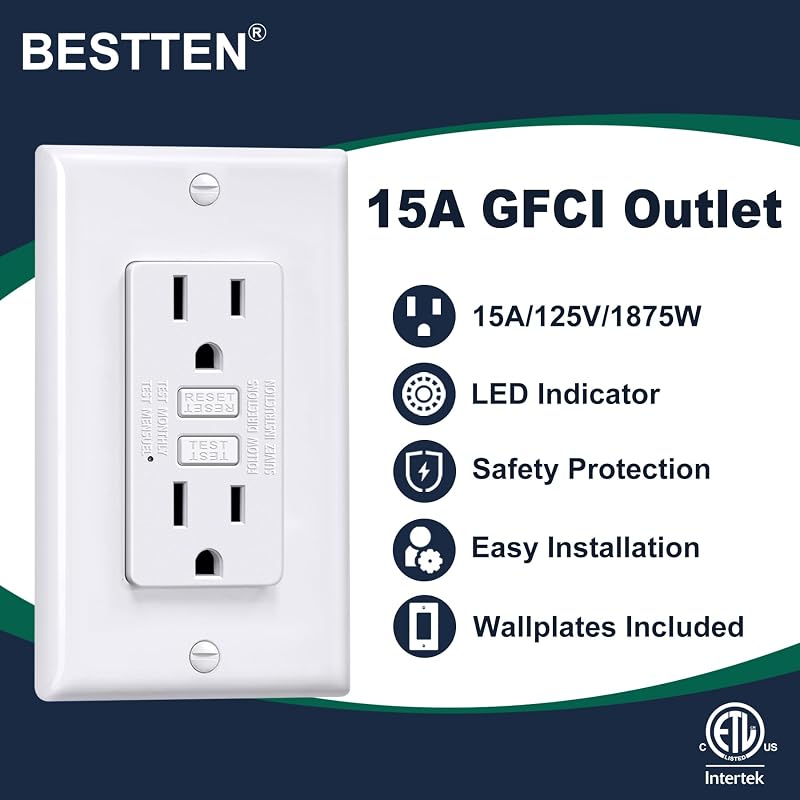 Receptáculo GFCI 15A con LED 20 Uds diseño delgado