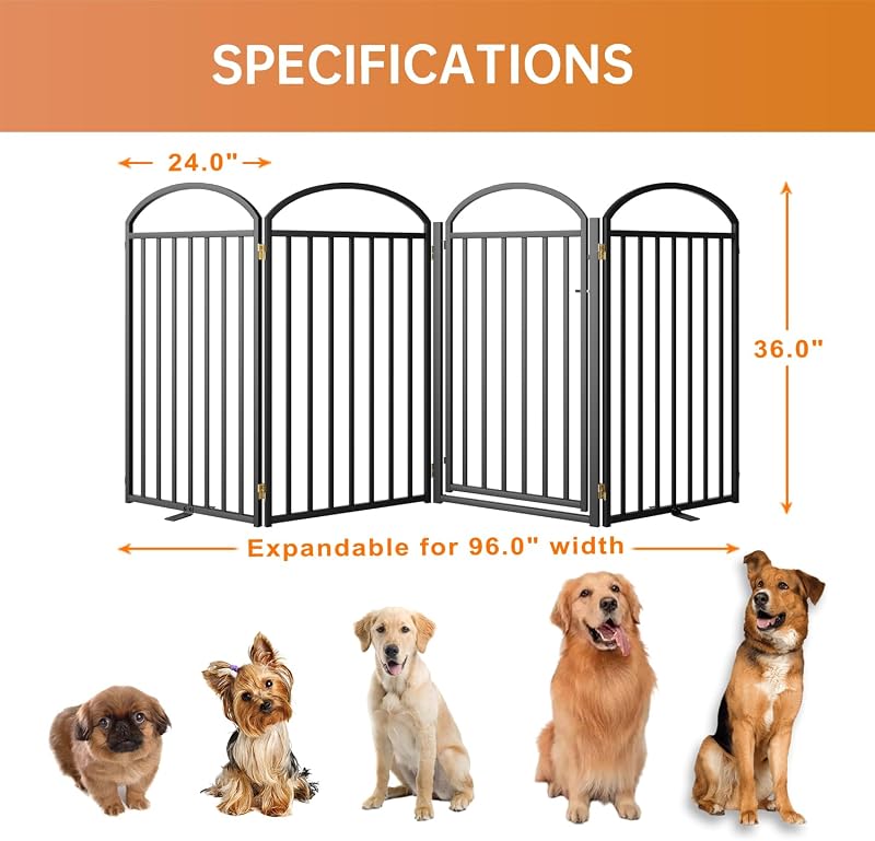 4 Paneles Valla Perros Metal Puerta 96" 36"