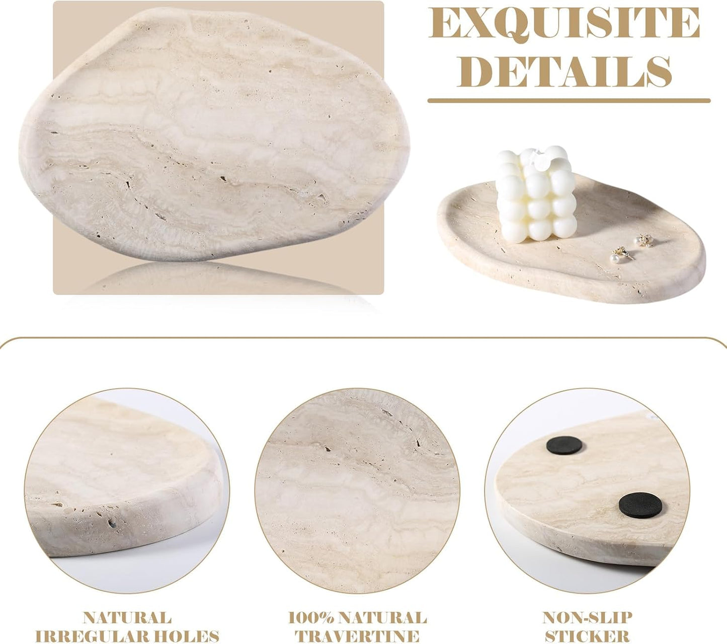 Bandeja travertino beige soporte joyas