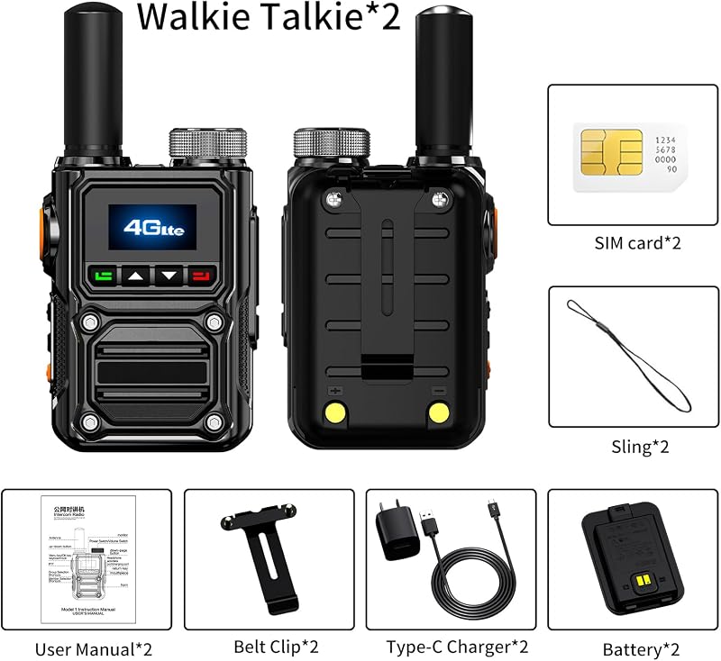 Walkie Talkies con SIM 2uds batería 5000mAh seguridad