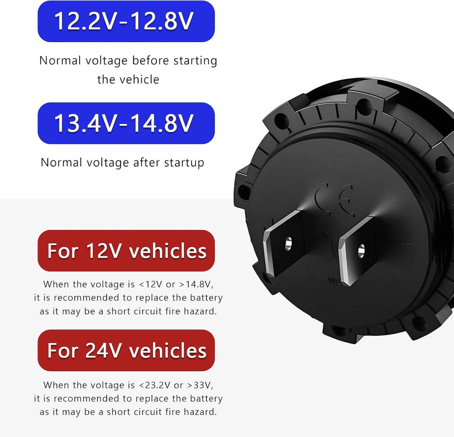 Voltímetro digital 12-24V para auto barco camión