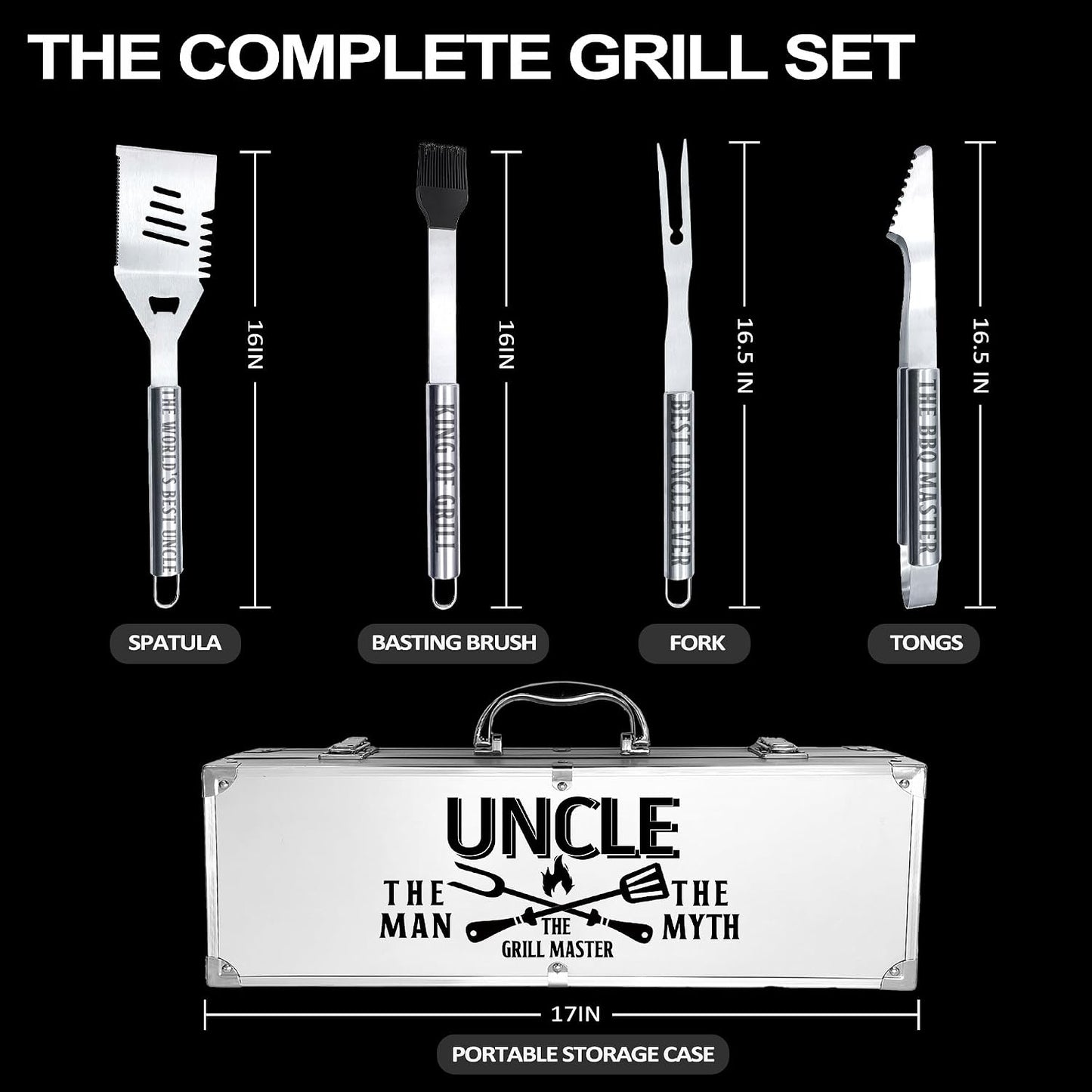 Kit accesorios parrilla acero inox grueso para tío