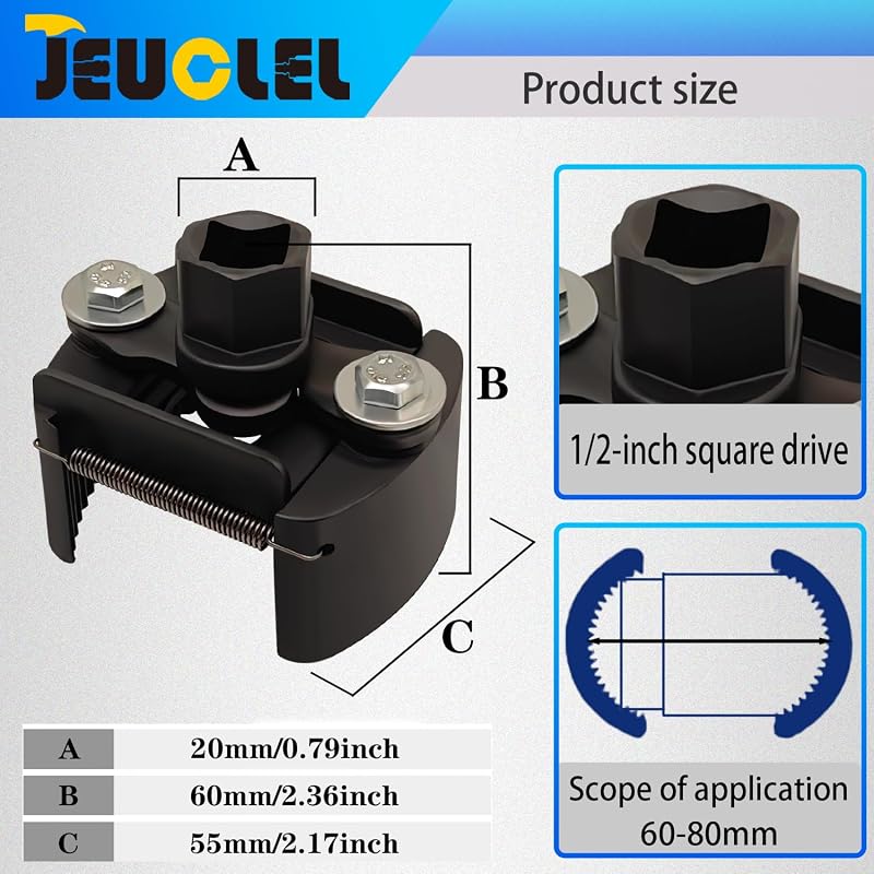 Llave filtro aceite ajustable 1/2pulg 2.36-3.15pulg antideslizantes