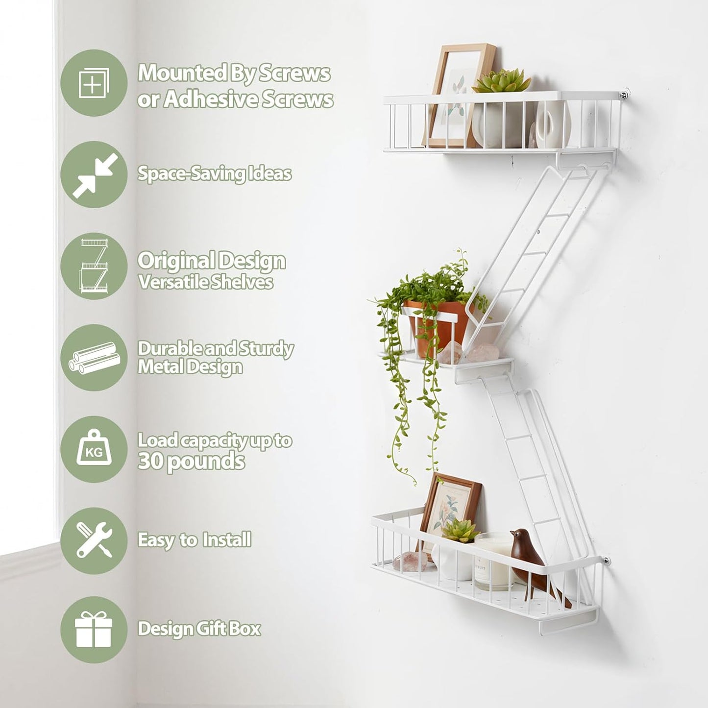 Estantería estilo escalera blanca 2,5 niveles dormitorio