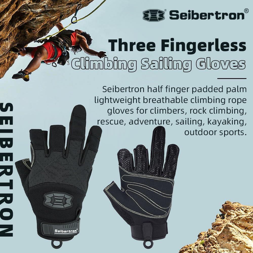 Guantes escalada palma acolchada dedos completos