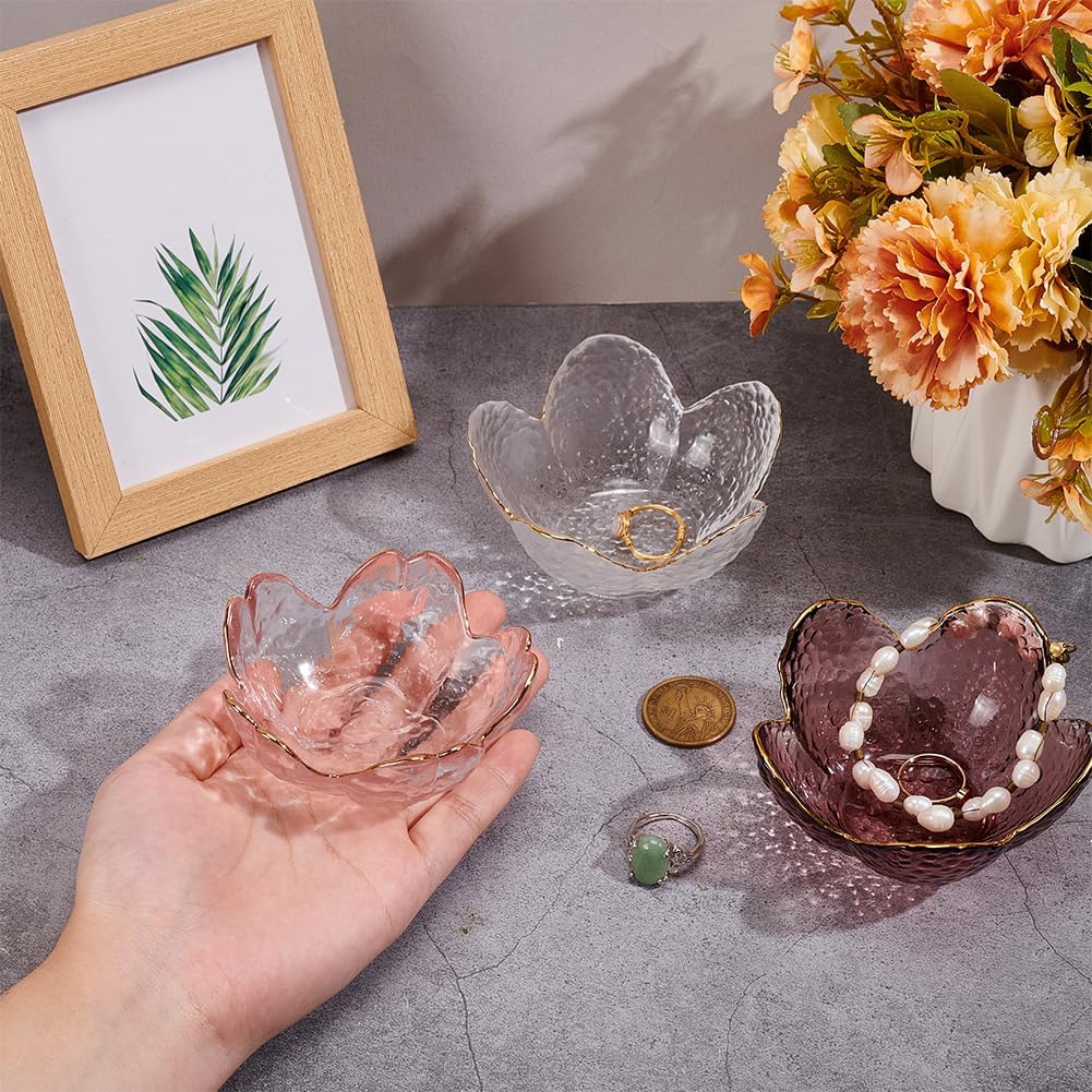 2 Bandejas Cristal Rosa para Joyas Anillos Aretes