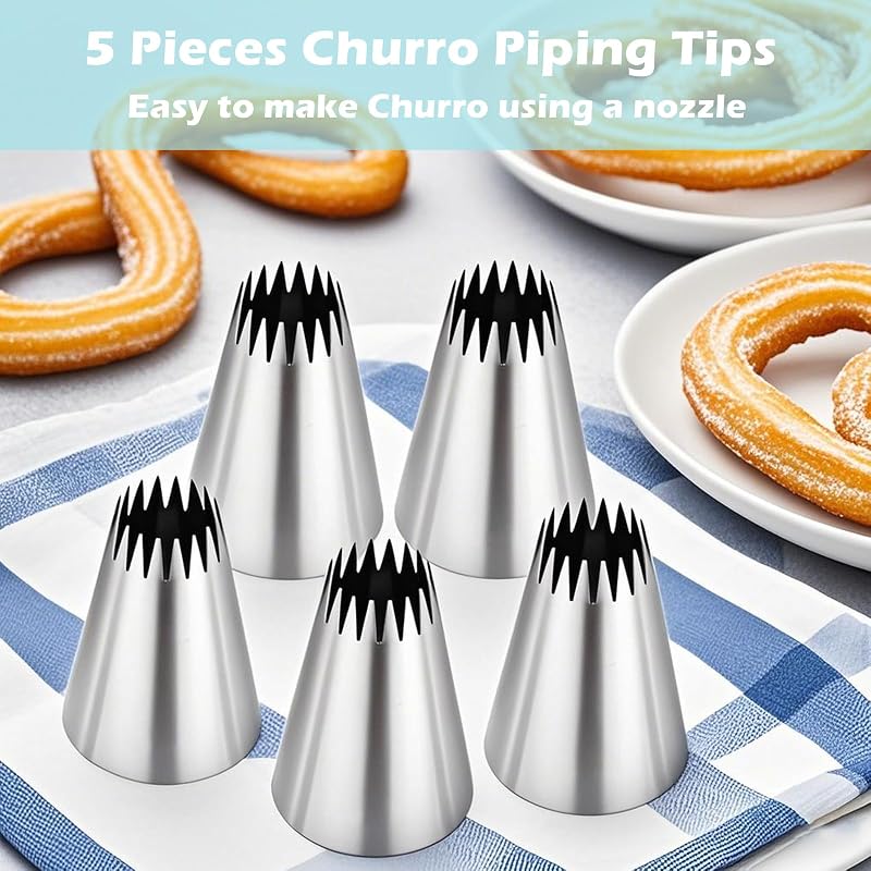 5 Puntas Acero Inox para Churros 9ft Glaseado Pastelería
